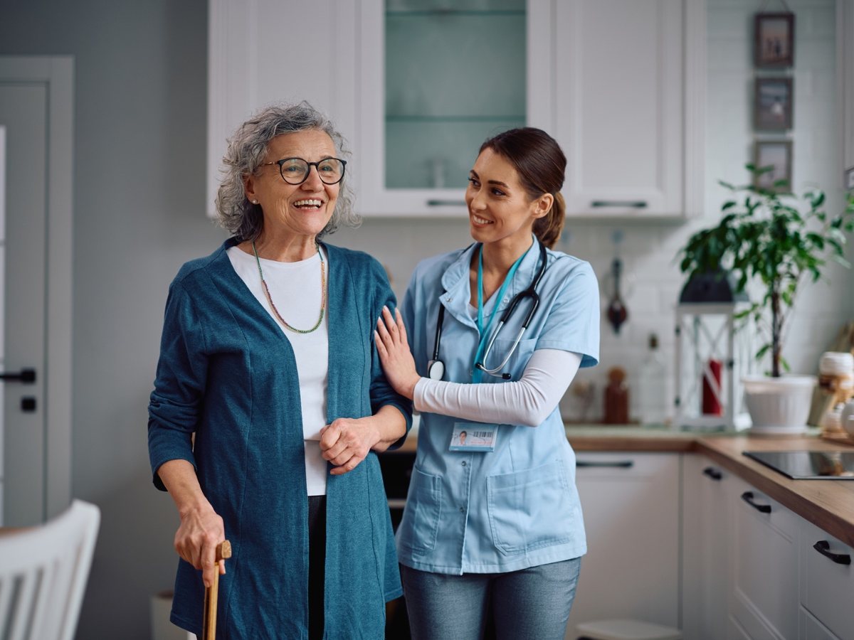 Home health visit in a patient's kitchen